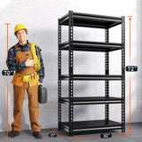 REIBII Garage Shelving Heavy Duty Storage Shelves Loads 1690 LBS, Adjustable Metal Shelving Units and Storage Metal Shelves for Storage Rack Shelf REIBII