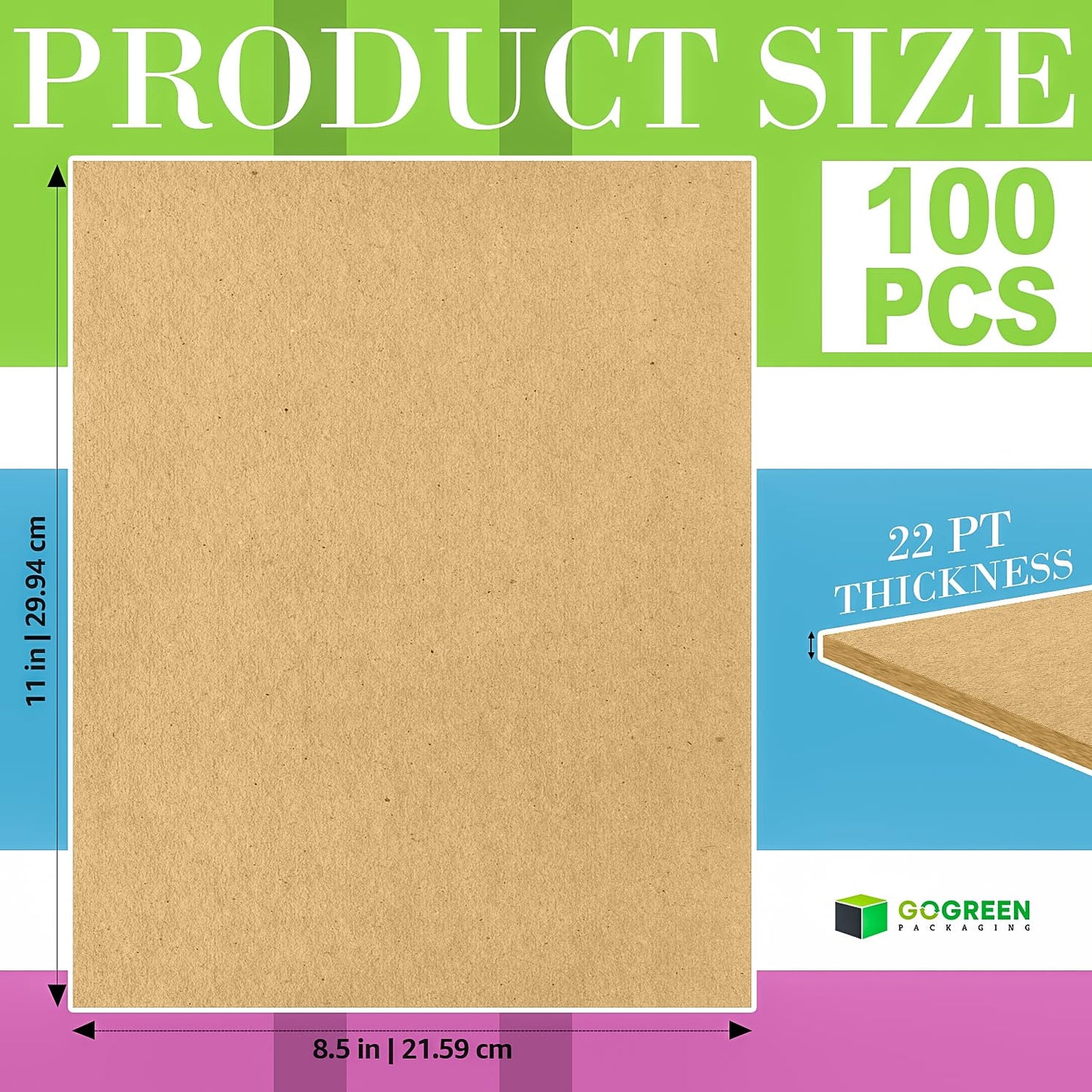 Chipboard Sheets 8.5 x 11 Inches - 22 Point 100pcs Brown Kraft Paper Sheets for Crafts - Eco-Friendly Chip Board for Book Binding, Picture Frame - WoodArtSupply