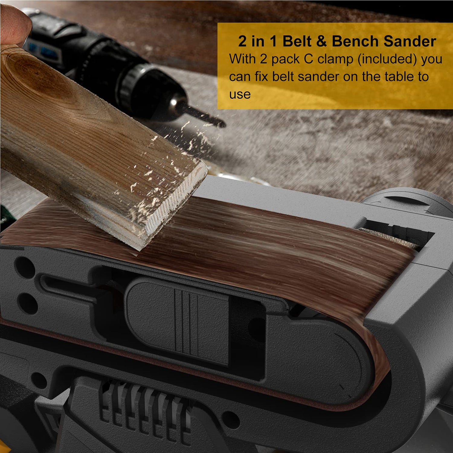 Jellas 3 × 21-Inch Belt Sander with Dust Bag, 7Amp Sander Machine with Variable-speed Control, 2 in 1 Vacuum Adapter, 10Feet (3 meters) Length Power Jellas