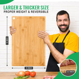 Hiware Bamboo Cutting Board for Kitchen, Heavy Duty Wood Cutting Board with Juice Groove, 100% Organic Bamboo, Pre Oiled, 15" x 10" HIWARE