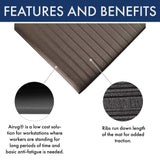 Notrax - 410S0323BL NoTrax 410 PVC Airug Safety/Anti-Fatigue Floor Mat, for Dry Areas, 2' Width x 3' Length x 3/8" Thickness, Black Notrax