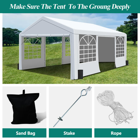 GARTOO 13' x 20' Canopy Party Tent & Carport - Heavy Duty Outdoor Wedding Gazebo with 4 Sand Bags, Event Shelter Canopy for Outdoor Event, Wedding, GARTOO