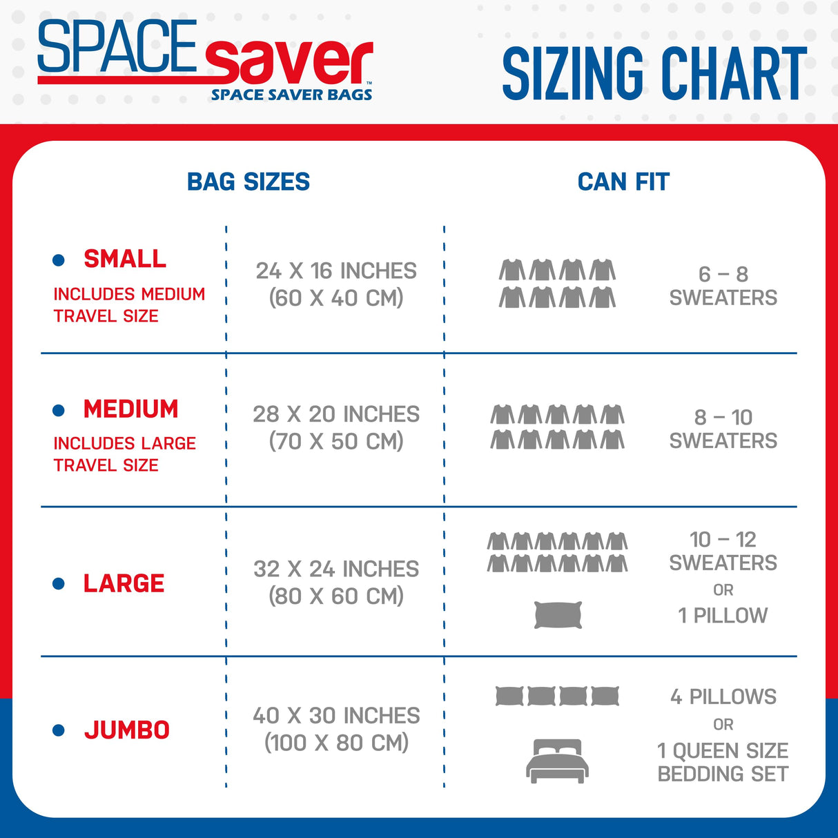 Variety 15 Pack Spacesaver Vacuum Bags Storage - Save 80% Clothes Storage Space - Vacuum Sealer Bags for Comforters, Blankets, Bedding, Clothing - Spacesaver