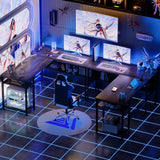 Unikito Reversible L Shaped Desk with Magic Power Outlets and USB Charging Ports, Sturdy Corner Computer Desk with Storage Shelves, Gaming Desk for Unikito