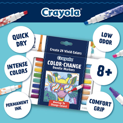 Crayola Color Changing Markers (8ct), Assorted Colors, Markers for Teens,  Pair with Adult Coloring Books, Gift for Teens, Nontoxic