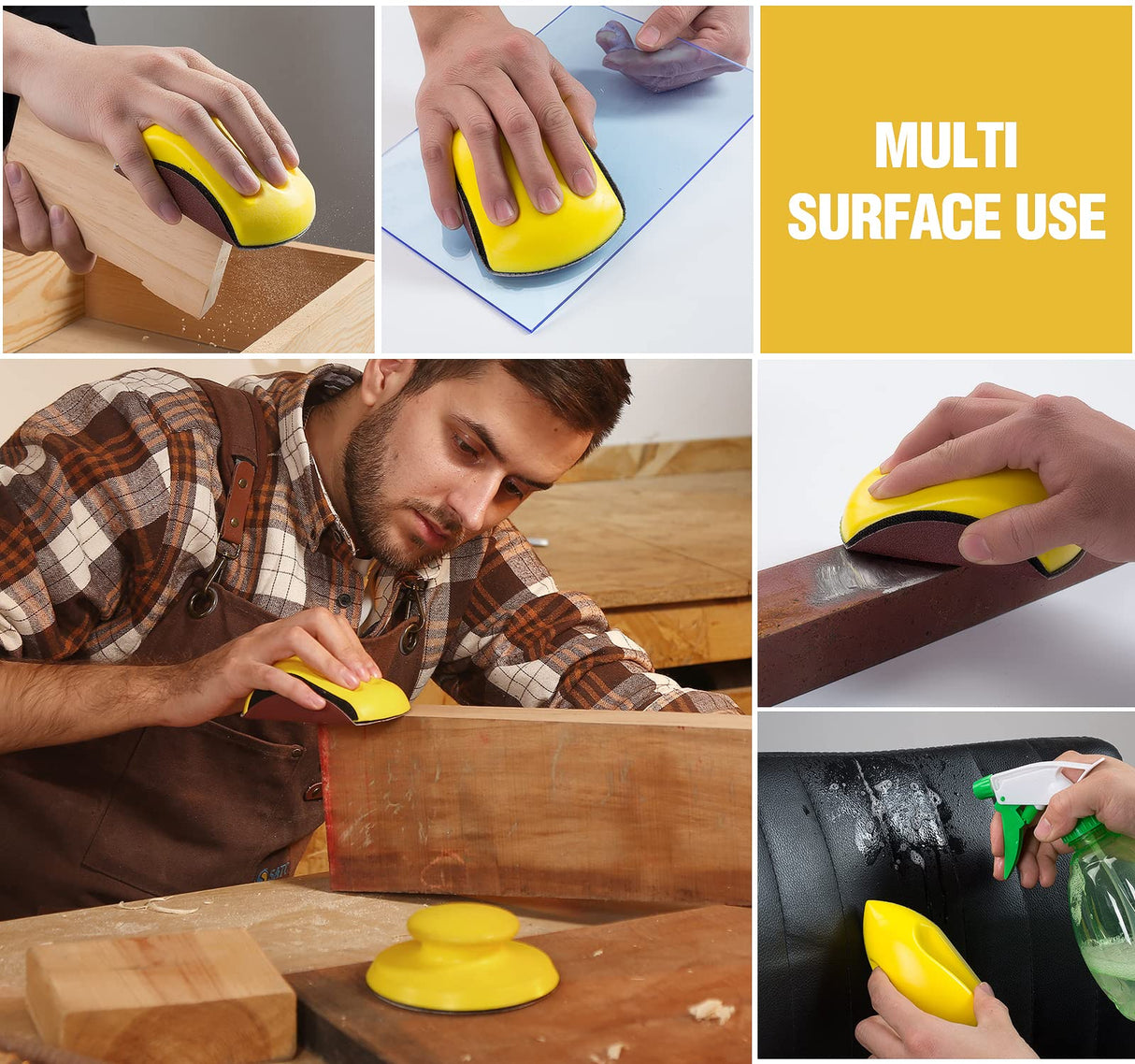 S SATC 4PCS Hook and Loop Sanding Block Included 1 Cleaning Brush 5 Inch Round and Mouse Sanding Block Meant for Wood Furniture Restoration Home Arts S SATC