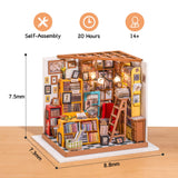 ROBOTIME Dollhouse Kit Miniature DIY Library House Kits Best Birthday Gifts for Teens ROBOTIME