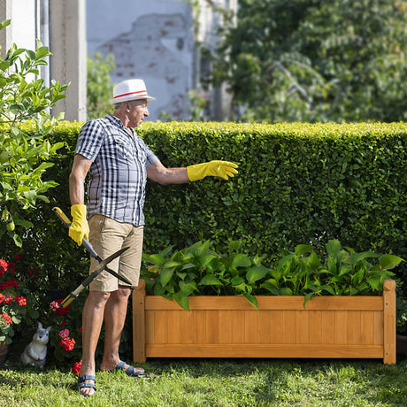 S AFSTAR Wooden Raised Garden Bed, Outdoor Rectangular Planter Box W/ Drainage Holes, Wood Raised Planter for Vegetable Fruit Flower, Rise Planter S AFSTAR