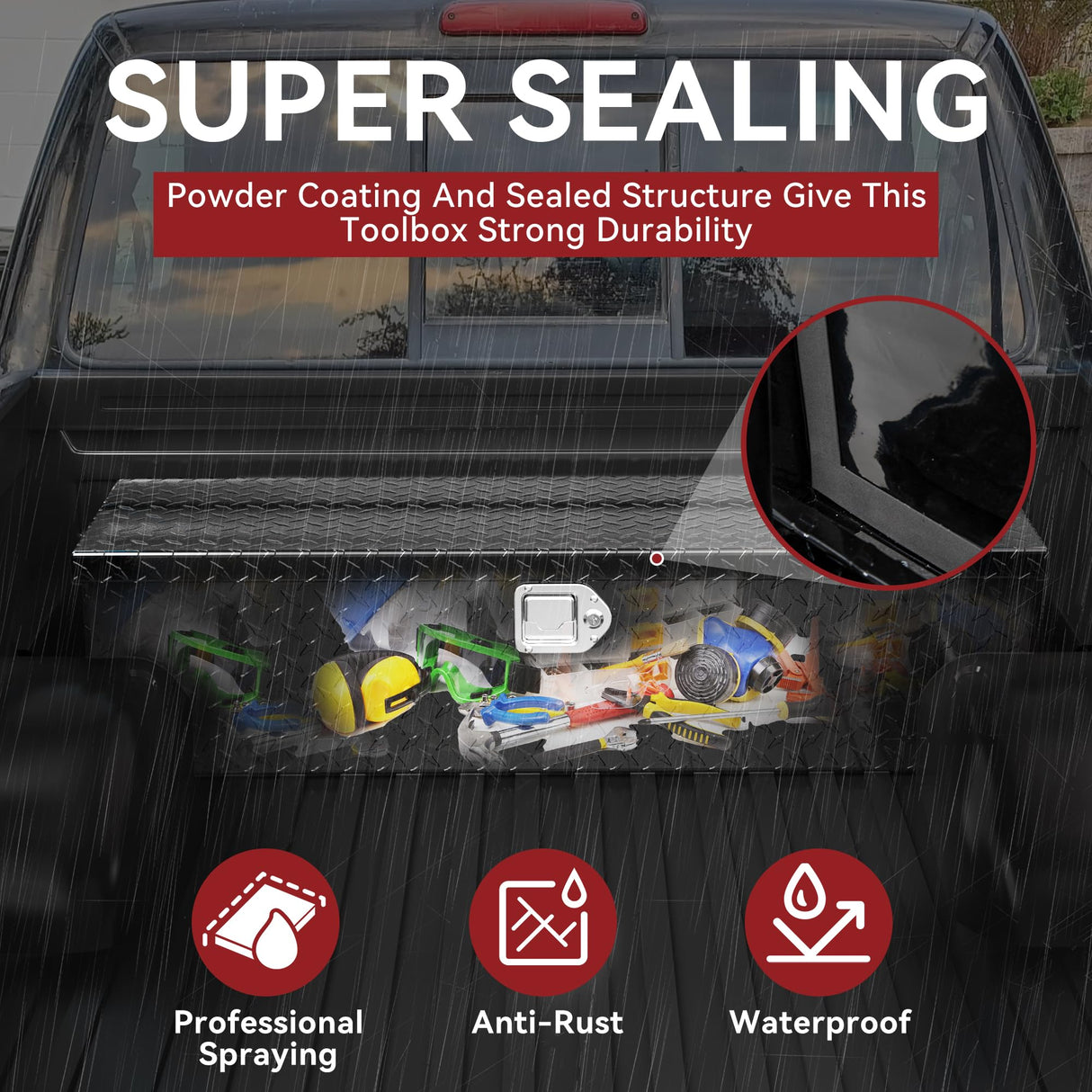 YITAMOTOR 49 Inch Truck Bed Tool Boxes Heavy Duty Aluminum with Sliding Shelf,Diamond Plate ToolBox for Pick Up Truck RV Trailer, Chest Storage YITAMOTOR