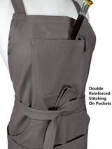 Sturdy Thick Professional Artist Apron, Cross Back + Fasten/Quick Release Buckle + 6 Pockets with 1 Zipper Pocket + 2 Towel Loops For Artist Kitchen, Aiden Brothers