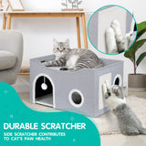 Heeyoo Cat House for Indoor Cats - Large Cat Bed Cave with Fluffy Ball and Scratch Pad, Foldable Cat Condos, Cat Cubes, Cat Hideaway, Covered Cat Bed Heeyoo