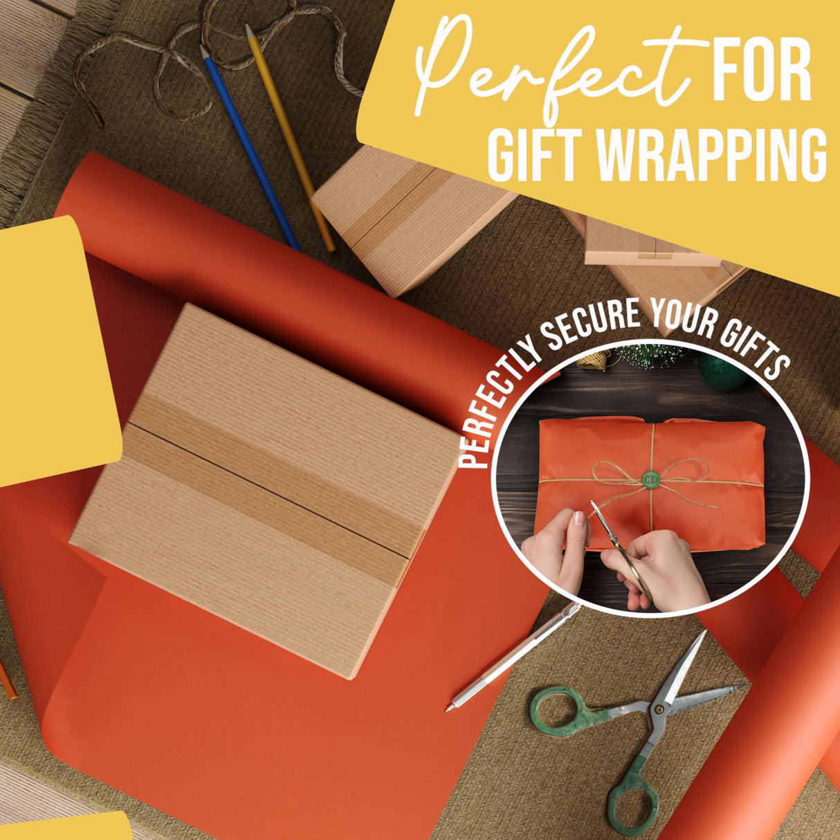 Orange Kraft Paper Roll 17.75" X 1320" (110' Ft) Colored Paper Roll - Kraft Wrapping Paper Perfect as Shipping Paper - Packing Paper Roll - Craft Crown Display