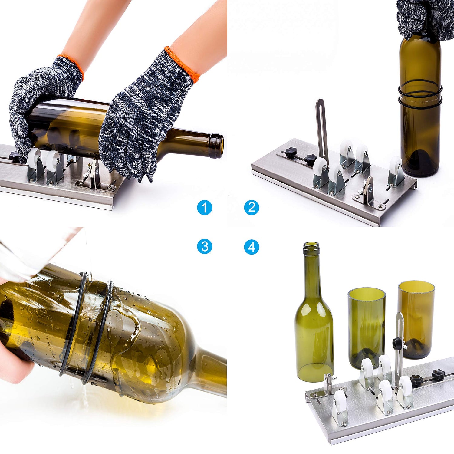 Glass Bottle Cutter, Upgraded Bottle Cutting Tool Kit, DIY Machine for Cutting Wine, Beer, Liquor, Whiskey, Alcohol, Champagne, Bottle Cutter for Camdios