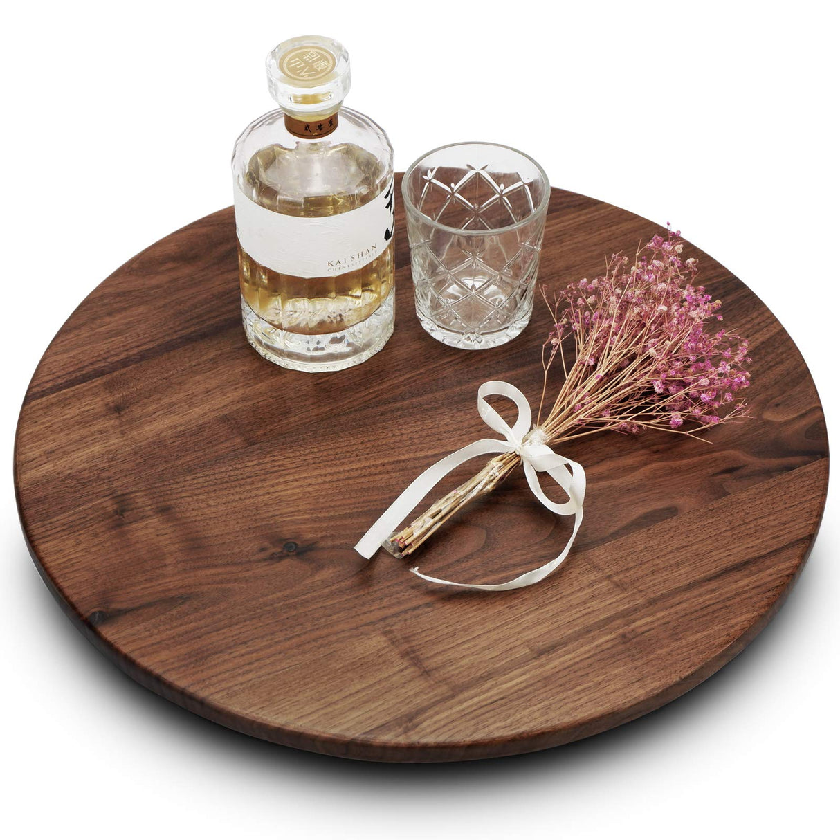 MAGIGO 18 Inches Black Walnut Wood Lazy Susan, Solid Wooden Round Kitchen Turntable Rotating Tray MAGIGO