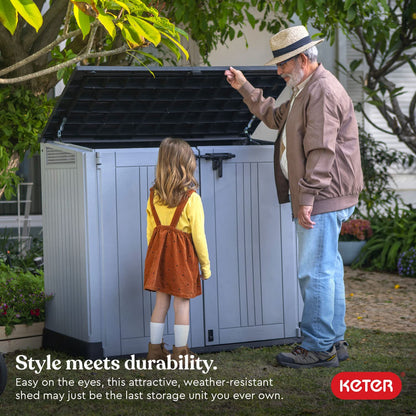 Keter Store-It-Out Prime 4.3 x 3.7 ft. Outdoor Resin Storage Shed with Easy Lift Hinges, Perfect for Yard Tools, Pool Toys and Garden Accessories,