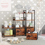 Furologee Rustic 4 Tier Industrial Bookshelf with Removable Drawer Furologee