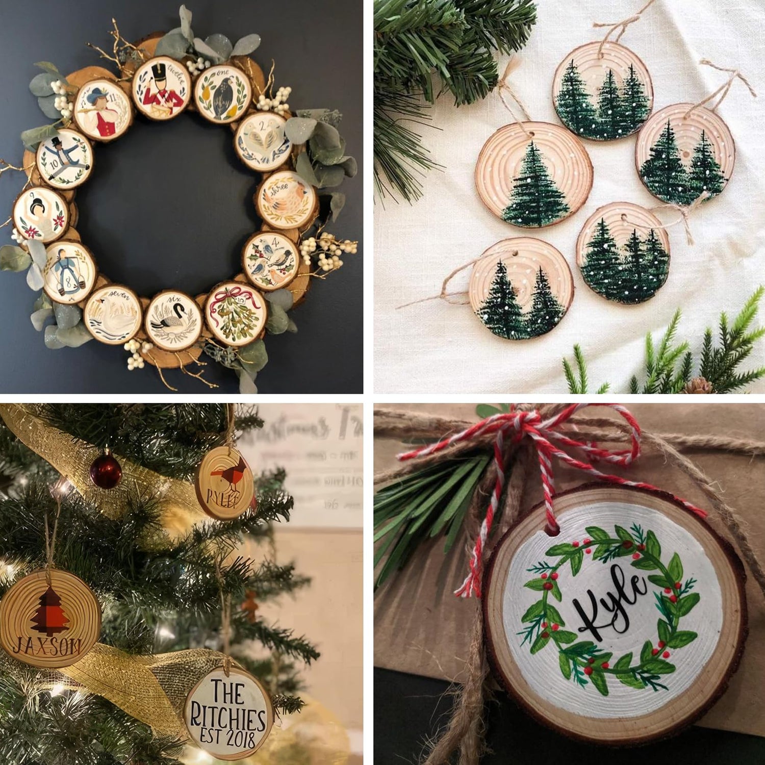 Lemonfilter Natural Wood Slices Craft Wood Kit Wooden Circles Unfinished Log Wooden Rounds for Arts Crafts Wedding Christmas DIY Projects (20-22CM) Lemonfilter