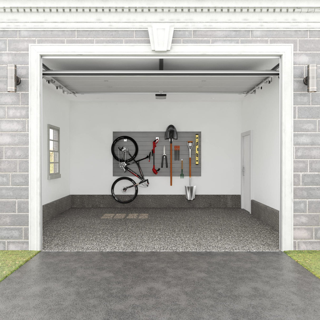 Proslat 88107 Heavy Duty PVC Slatwall Garage Organizer, 8-Feet by 4-Feet Section, 10 Panels, Light Grey PROSLAT