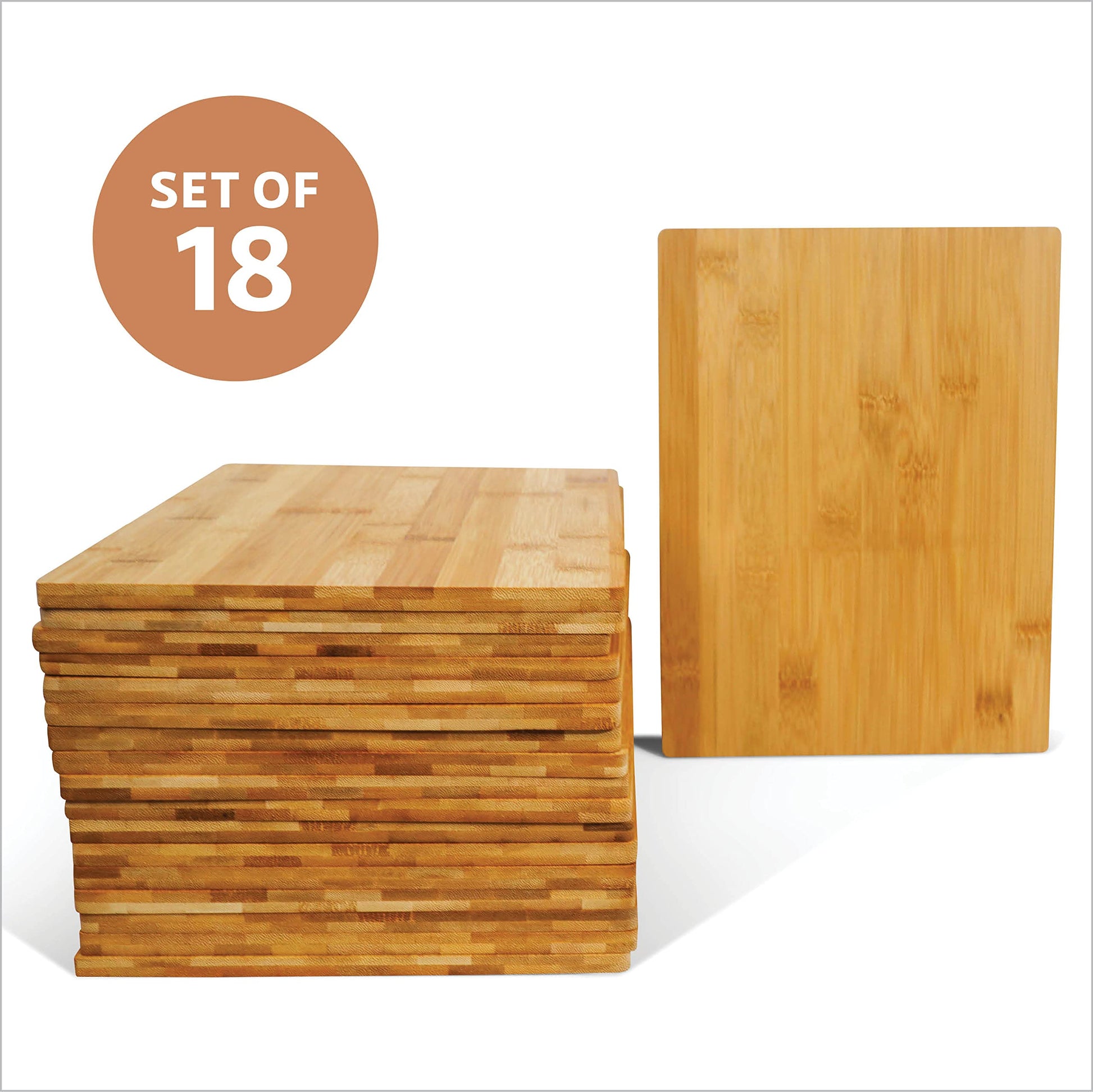 Set Of 18 Bulk Cutting Boards 12" x 9" x 0.35" - Premium Bamboo Wood Boards For Wholesale, Engraving, Kitchen And Dinning Copping Board, Sturdy & - WoodArtSupply