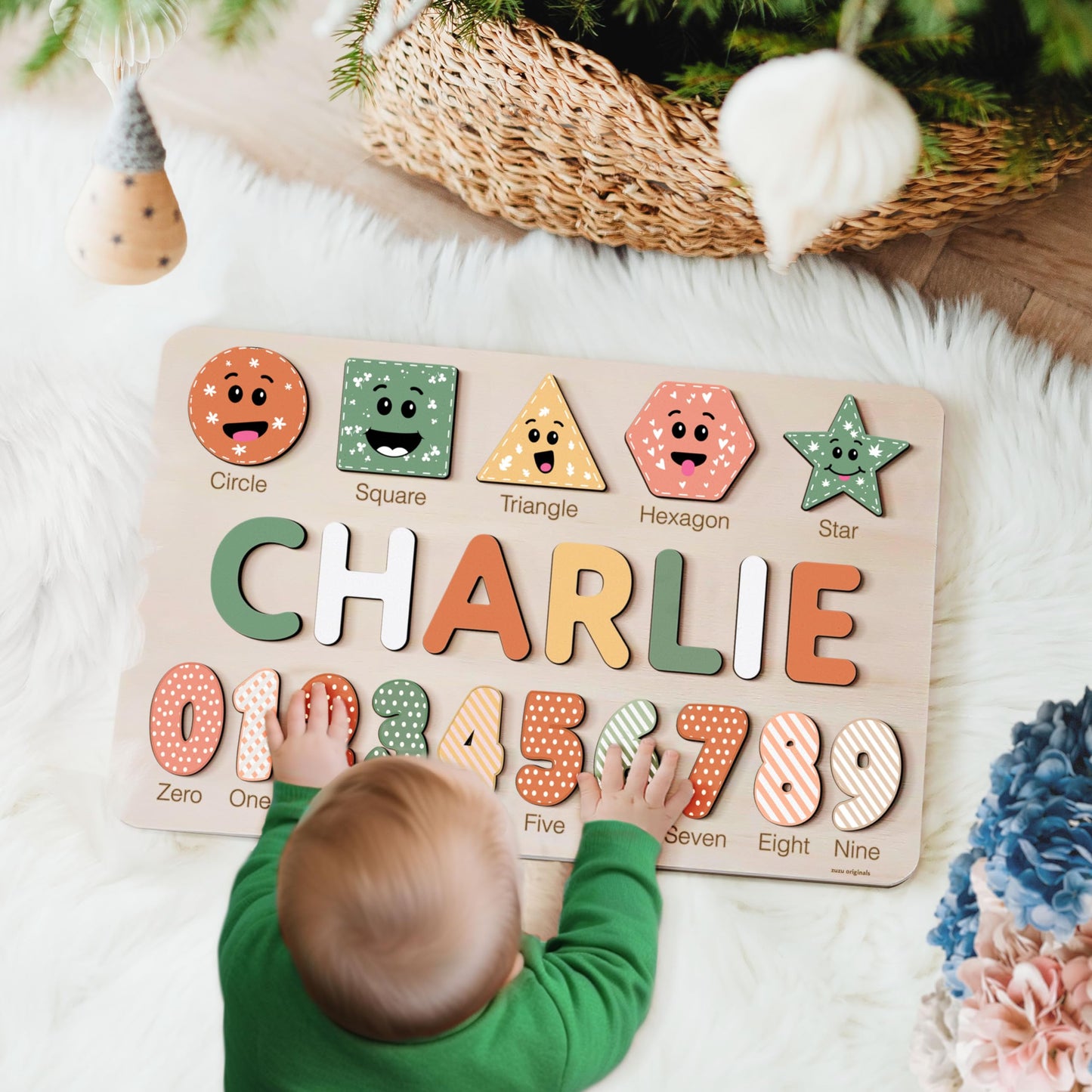 Boy and Girl Personalized Birthday Gift, Custom Handmade Name Puzzle with Animals, Gift for Kids, Christmas Gifts, Unique New Baby Gift - WoodArtSupply