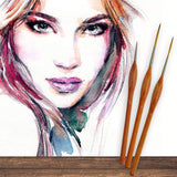 U.S. Art Supply 8 Piece Taklon Detail and Liner Artist Brush Set with Wood Comfort Grip Handles - Art, Detailing, Acrylic, Oil, Watercolor U.S. Art Supply