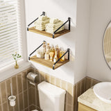 Love-KANKEI Floating Shelves Wall Mount Rustic Wood Wall Shelves with Large Storage L16.5 x W12 inch for Kitchen Living Room Bathroom Bedroom Set of Love-KANKEI