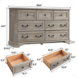 T4TREAM Farmhouse 7 Drawers Dresser Chests for Bedroom, Wood Rustic Tall Chest of Drawers, Dressers Organizer for Bedroom, Living Room, Hallway, T4TREAM