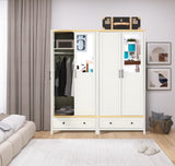 YIGOBUY Armoire Wardrobe Closet for Bedroom, 2 Doors Storage Cabinet with Drawer, Mirror, Shelves, Hanging, Tall Wood Standing Clothes Organizer YIGOBUY