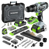 WORKPRO 20V Max Cordless Drill Driver Set, Electric Power Impact Drill Tool with 102 Pieces Accessories, 1/2'' Chuck Impact Drill Kit with Portable WORKPRO