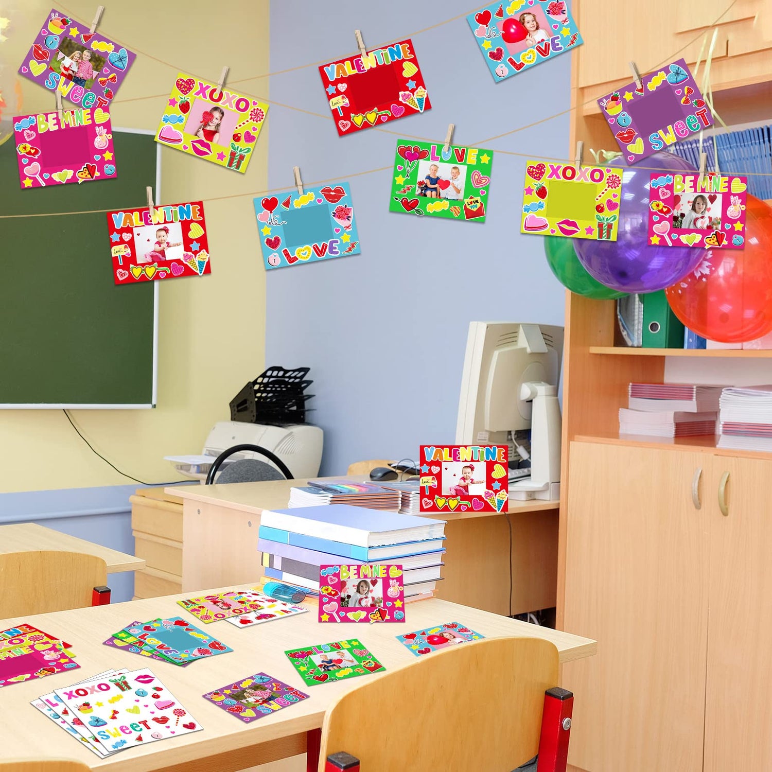 chiazllta 30 Packs Valentine’s Day Picture Frame Craft Kits for Kids Valentines DIY Craft Heart Art Valentine’s Day Party Decoration Favor Home chiazllta