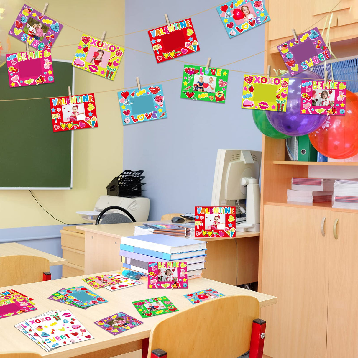 chiazllta 30 Packs Valentine’s Day Picture Frame Craft Kits for Kids Valentines DIY Craft Heart Art Valentine’s Day Party Decoration Favor Home chiazllta