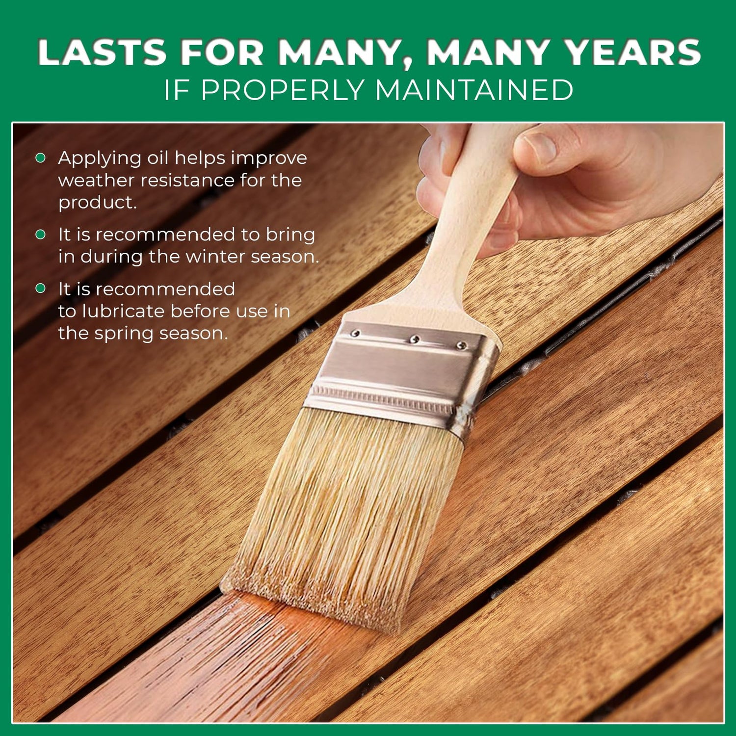 Interlocking Deck Tile (Pack of 10, 12"x12") Acacia Hardwood Deck Tile, Interlocking Patio Tile in Solid Acacia Wooden Oiled Finish Waterproof all RAKYTO