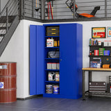 MIIIKO Metal Storage Cabinet with Locking Doors, 72'' Tall Blue Steel Cabinet with 5 Adjustable Shelves, Lockable Metal Utility Cabinet for Garage, MIIIKO