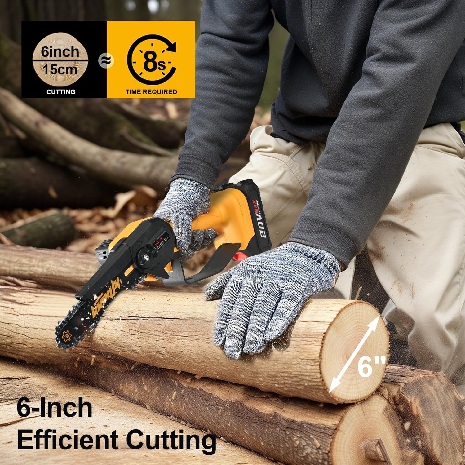 Mini Chainsaw 6-Inch with 2 Battery Mini Electric Chain Saws Cordless Handheld Portable Small Chainsaw for Wood Cutting WEMARS