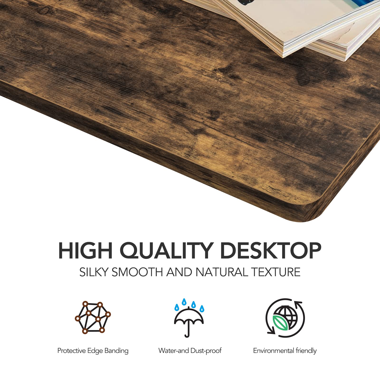 SANODESK Whole-Piece Particle Board Table Top for Standing Desk and Home Office Desk DIY, 48x30x1 Inch Rustic Brown Desk Top - WoodArtSupply