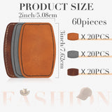 60 Pcs Blank Leatherette Hat Patches with Adhesive Rustic Leatherette Rounded Rectangle Patch Faux Leather Patches for Hats Costumes Fabric Repair Dunzy