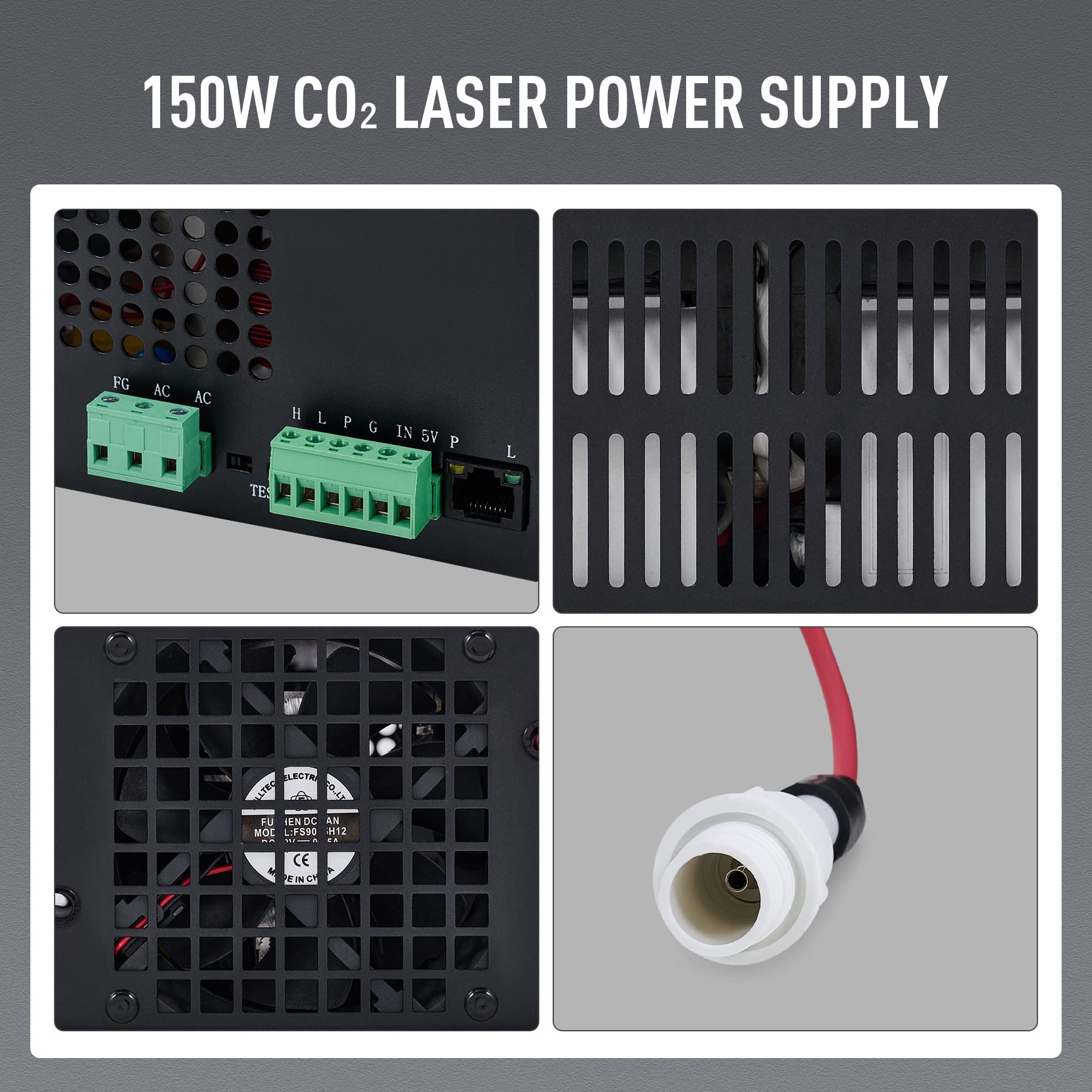 OMTech 150W Laser Power Supply for CO2 Laser Engravers Cutters, Digital Power Supply with Real Time Display Safety Protection, MYJG-150 Power Supply - WoodArtSupply