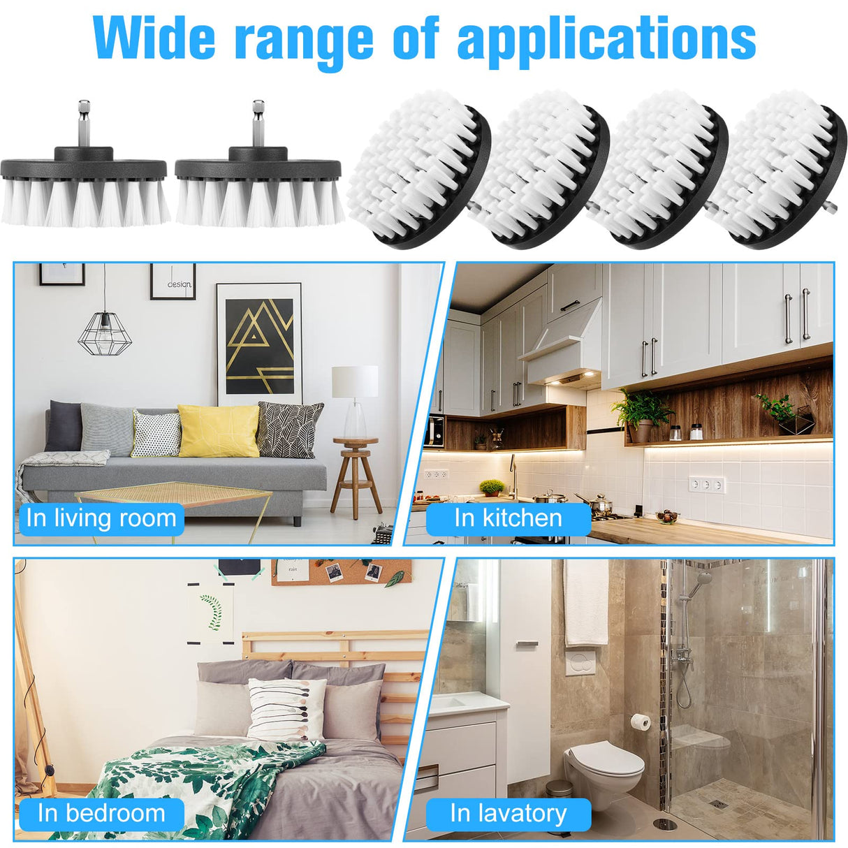 Drill Brush Attachment Power Scrubber Cleaning Kit Multi Purpose Drill Brush Set Drill Scrubber Brush Kit Cleaning Brushes for Drill Bathroom Remerry