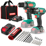 Cordless Drill Driver and Impact Driver, HYCHIKA Drill Combo Kit 18V (20V MAX), 2.0Ah Battery, 1H Fast Charging, 22PCS Accessories for Drilling Wood, HYCHIKA BETTER TOOLS FOR BETTER LIFE