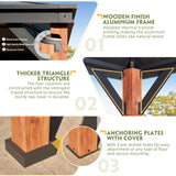 MELLCOM Gazebo 12' x 20', Wooden Finish Coated Thicker Aluminum Frame Gazebo with Galvanized Steel Roof, Outdoor Patio Gazebos with Curtains and MELLCOM