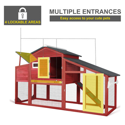 Ketive Chicken Coop Large Wooden Chicken Tractor with Wheels Waterproof Outdoor Hen House Poultry Cage Back Yard Chicken Coops with Run, Laying Boxes - WoodArtSupply