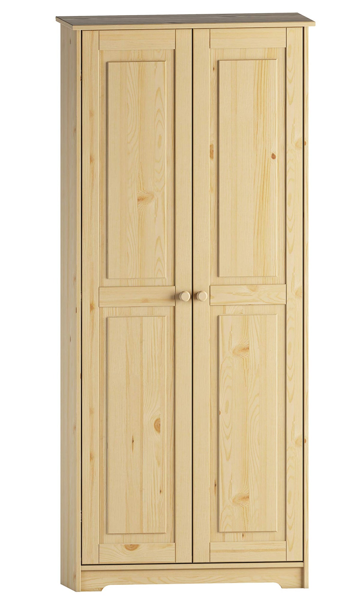 Solid Wood Unfinished Tall Pantry Cabinet with Adjustable Shelves and 2 Doors From the Tree Furniture
