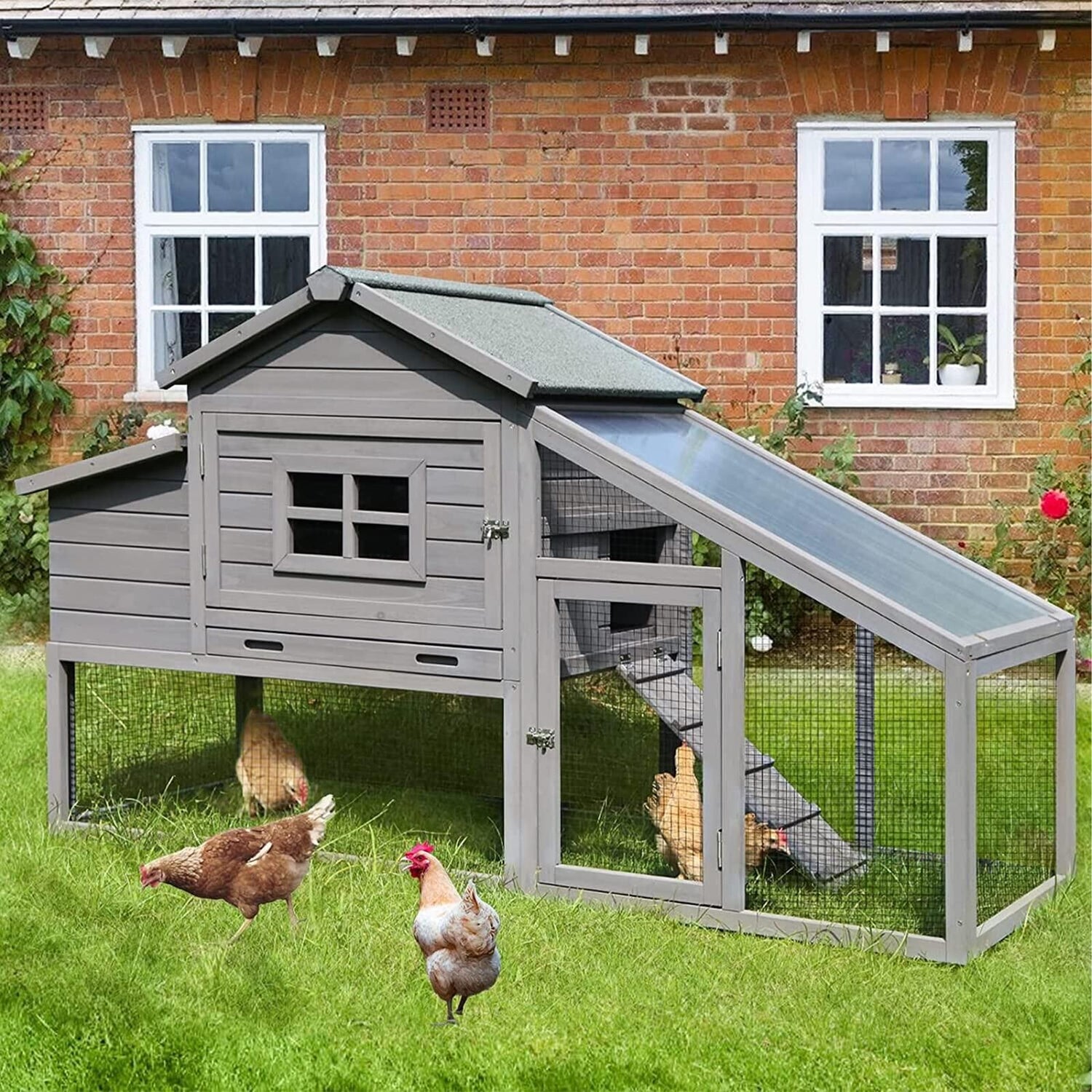 Chicken Coop 69" Chicken House with Large Nesting Box Outdoor Rabbit Hutch with UV Proof Roof,Waterproof GUTINNEEN