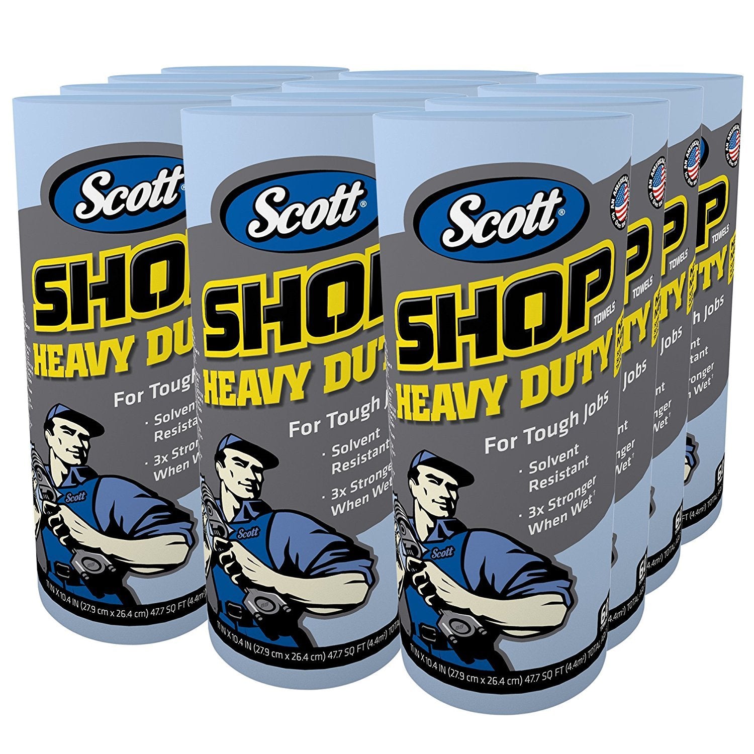 Scott Shop Towels Heavy Duty (32992), Blue Shop Towels for Solvents & Heavy-Duty Jobs, 60 Sheets / Roll, ( Pack Of 12 Rolls ) Scott
