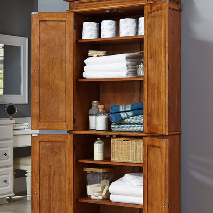 Homestyles Storage Pantry with Drawer and Adjustable Shelves 72 Inches High by 30 Inches Wide Distressed Oak