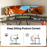 SEVEN WARRIOR L Shaped Gaming Desk with LED Lights & Power Outlets, 50.4” Computer Desk with Monitor Stand & Carbon Fiber Surface, Corner Desk with SEVEN WARRIOR