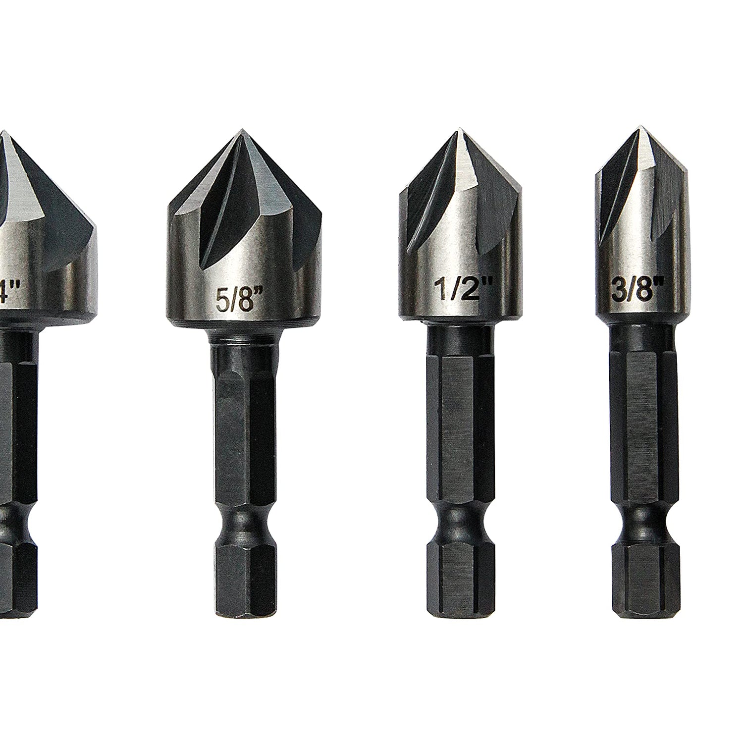 wesleydrill 5 pcs Countersink Drill Bit Set，82 Degree Counter Sink， Fit for Sink Holes into Most Machinable Metals, Plywood, Softwood, Hardwood, wesleydrill