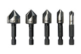 wesleydrill 5 pcs Countersink Drill Bit Set，82 Degree Counter Sink， Fit for Sink Holes into Most Machinable Metals, Plywood, Softwood, Hardwood, wesleydrill
