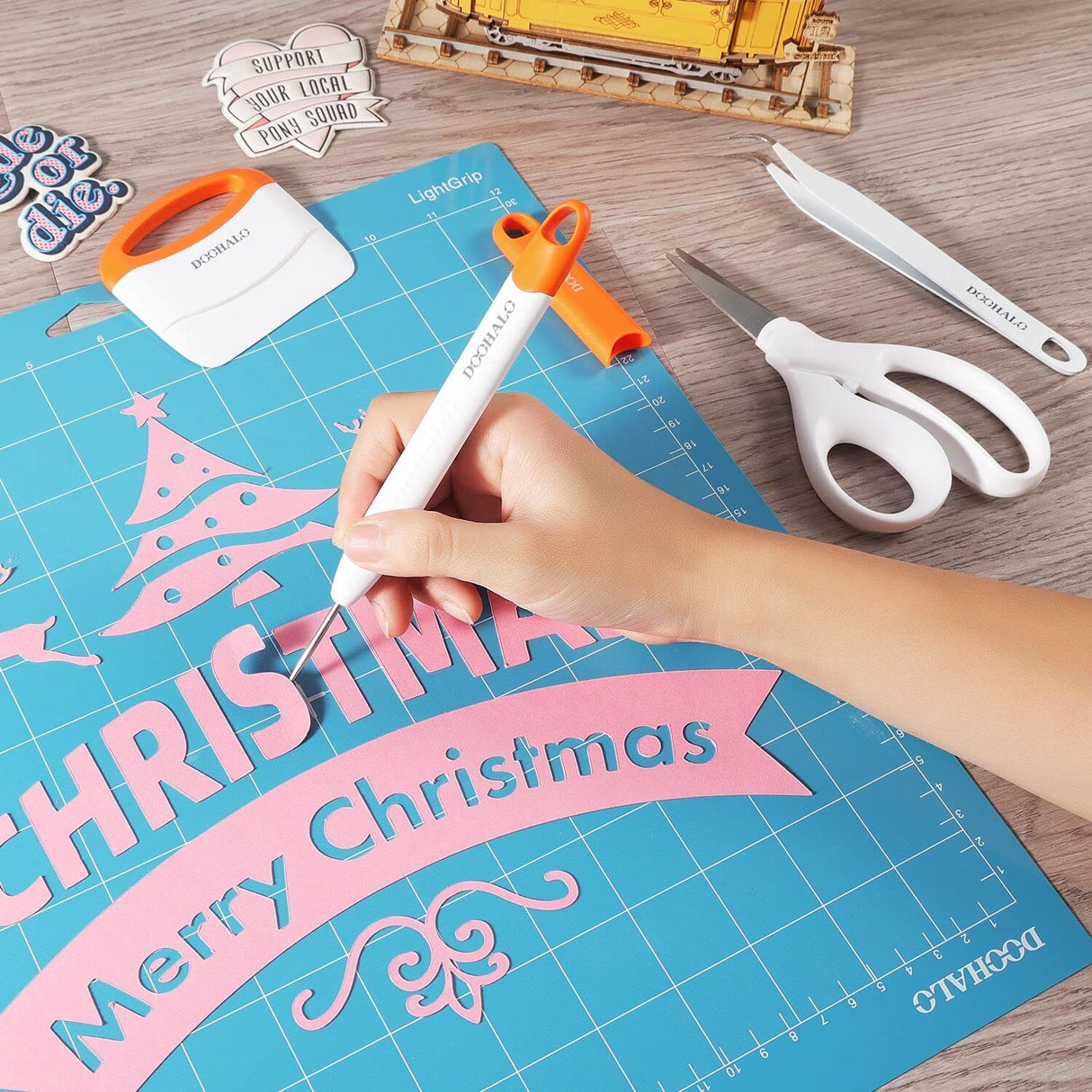 DOOHALO Brayer Roller Vinyl Weeding Tools for Cricut Tools Crafting Basic Accessories Set Kit for Silhouette Weeding Scraper Spatula Tweezers DOOHALO