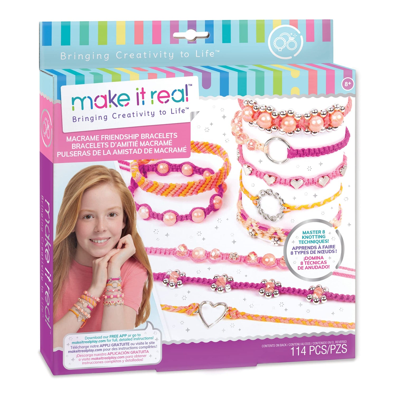 Make It Real - Macrame Friendship Bracelet Making Kit for Girls - Kids String Bracelet Making Kit - Friendship Bracelet Craft Kit w/Thread, Beads & Make It Real